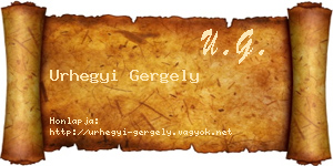Urhegyi Gergely névjegykártya